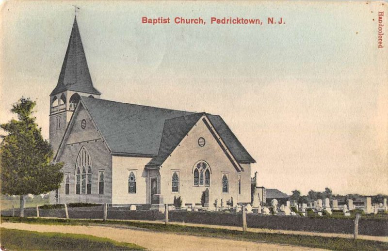 Pedricktown New Jersey view from strete of Baptist Church vintage pc DD6758