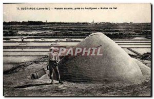 Old Postcard Folklore Guerande salt marshes near the Pouliguen Mulon salt