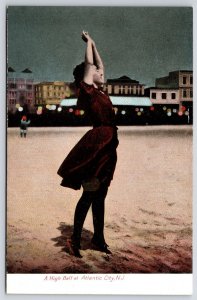 A High Ball Atlantic City New Jersey American Girl In Undress Costume Postcard