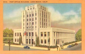 LONG BEACH, California CA    POST OFFICE BUILDING   ca1940's Linen Postcard