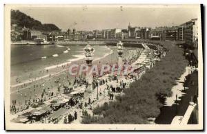 Postcard Old San Sebastian Paseo there Playa De La Concha