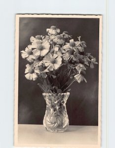 Postcard Greeting Card with Flowers Vase Picture