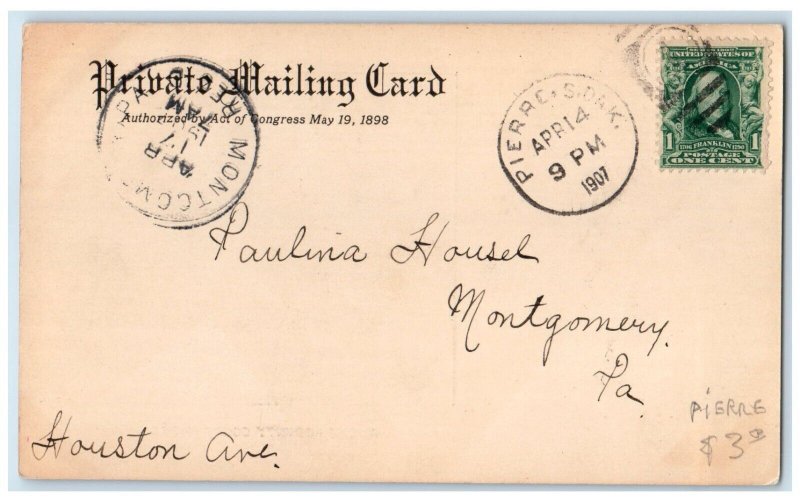 1907 Hughes County Court House Pierre South Dakota Private Mailing Card Postcard