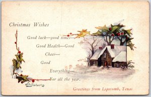 Christmas Wishes Greetings From Lipscomb Texas Landscape Postcard