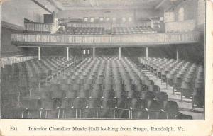 Randolph Vermont Chandler Music Hall Interior Antique Postcard K86359