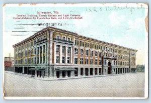 Milwaukee Wisconsin WI Postcard Terminal Building Electric Railway Light Co 1911