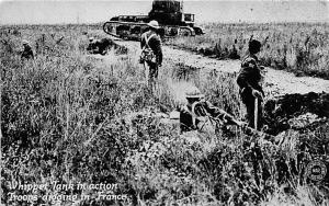 Whippet Tank Troops Digging Trench Army Military World War I postcard