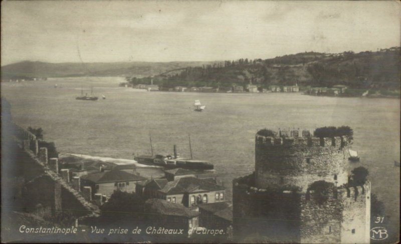 Constantinople Turkey Castle & River c1910 Real Photo Postcard