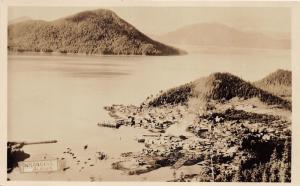 Wrangell Alaska~Bird's Eye View Overlooking Town & Bay~Vintage RPPC