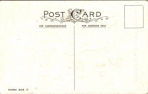 Postcard Thanksgiving Turkey Chickens Corn Shocks Farm Scene