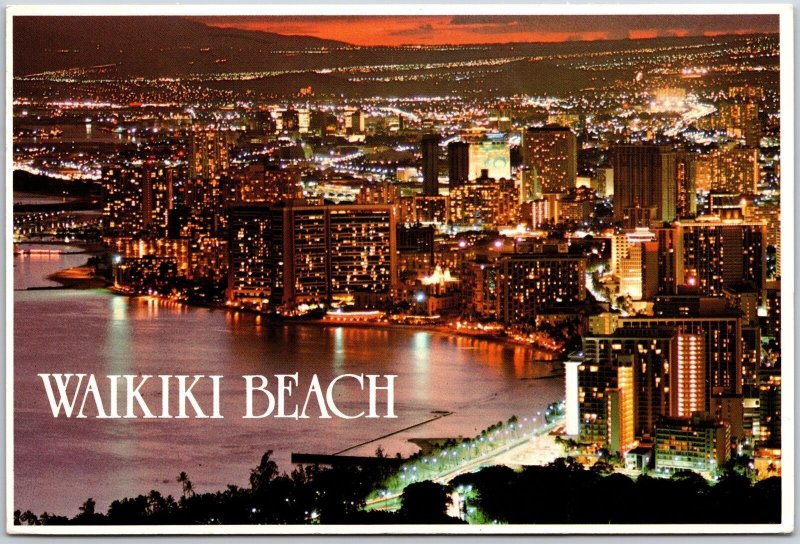 1987 Waikiki Beach Hawaii Early Evening View From Diamond Head Posted Postcard