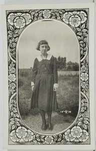 RPPC Lovely Young Girl Art Nouveau Masked Border c1919 Real Photo Postcard P9