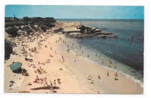 CA La Jolla Cove Beach Bathers Swimmers Ocean Vintage California 1950s Postcard