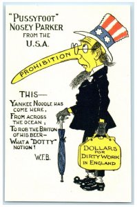 Pussyfoot Nosey Parker From The USA Probihition Political Vintage Postcard