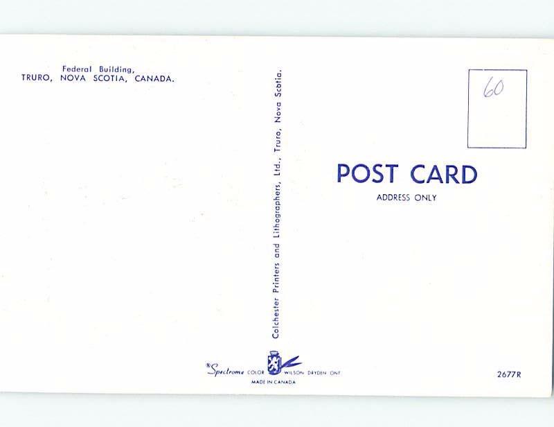 Unused Pre-1980 FEDERAL BUILDING Truro Nova Scotia NS G0579