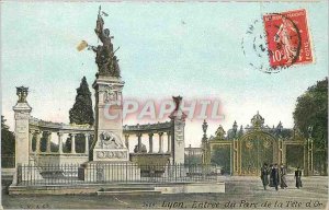 Old Postcard Lyon entrance of the park Tete Ord