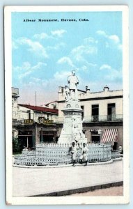 HAVANA, CUBA ~ Plaza Scene ALBEAR MONUMENT ca 1920s  Postcard