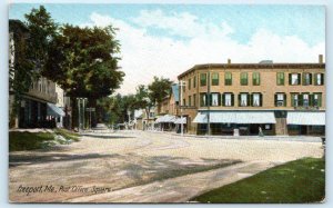 FREEPORT, Maine ME ~ Street Scene POST OFFICE SQUARE 1900s UDB Postcard