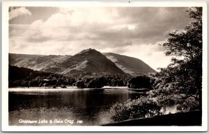 Grasmere Lake and Helm Crag England Mountain In Distance RPPC Photo Postcard