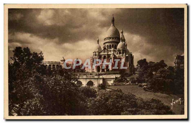 Old Postcard Sacre Coeur Basilica in Montmartre Paris