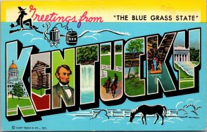 Vtg Large Letter Greetings from Kentucky Blue Grass State 1960s View Postcard