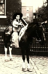 c1915 YOUNG COWBOY KID IN CHAPS FULL WESTERN WEAR AZO PHOTO RPPC POSTCARD P787