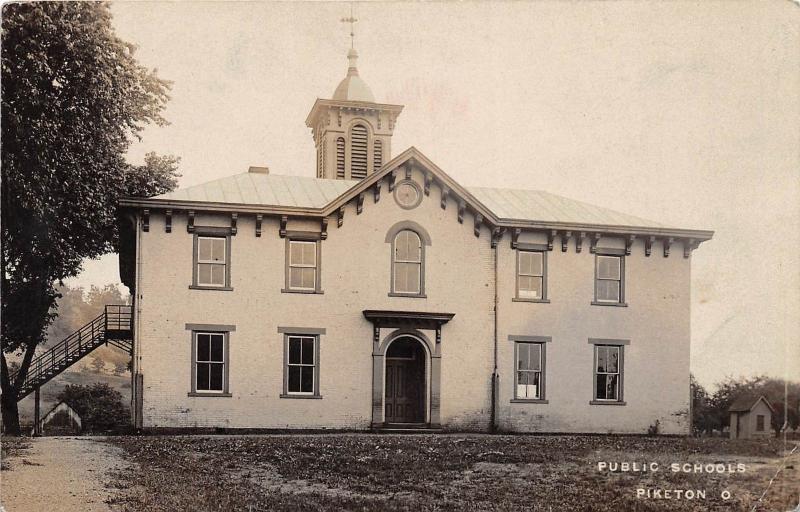 D21/ Piketon Ohio Postcard Real Photo RPPC c1910 Public School Building 