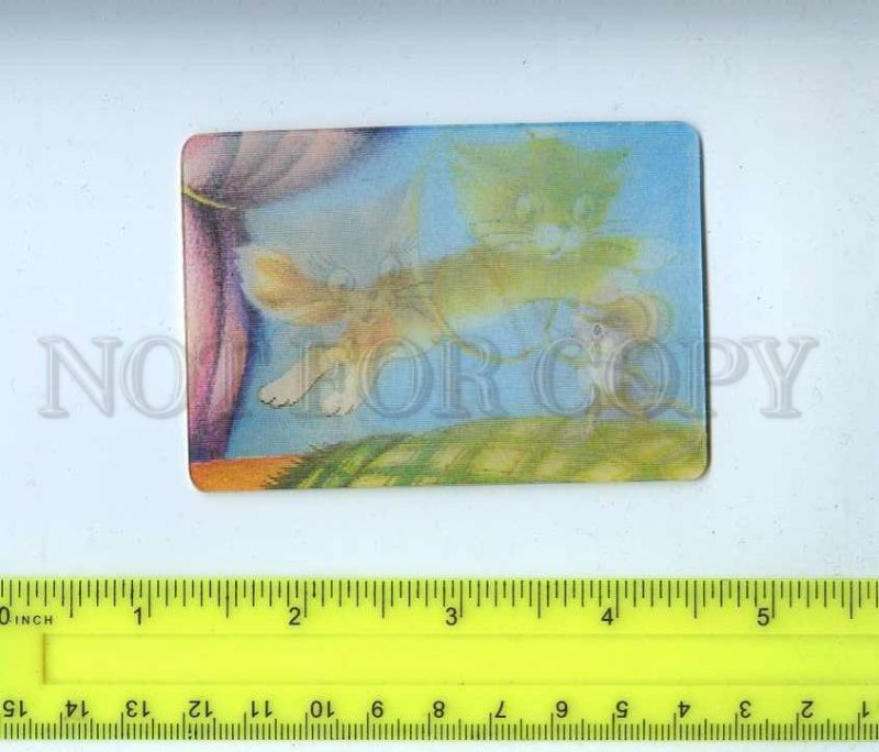 259161 USSR Akulinichev cat mouse Cartoon lenticular 3-D Pocket CALENDAR 1986 y