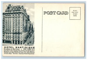 Hotel Martinique Building Broadway New York City New York NY Unposted Postcard