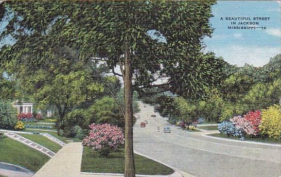 Mississippi Jackson A Beautiful Street In Jackson 1953