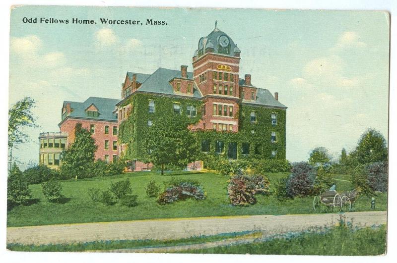 USA, Odd Fellows Home, Worcester, Mass, 1914 used Postcard