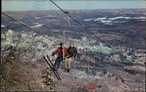 Waitsfield VT Mad River Glen Chair Lift Skiers 1950s-60s Vintage Postcard