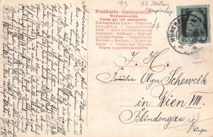 L021 Germany 1913 Muenchen im Festschmuck Carriage Statue vintage postcard
