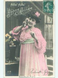 tinted rppc c1910 Risque PRETTY GIRL POSING AC9182