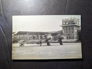 Mint England RPPC Early Aviation Postcard Golden Ray Air Union Liner