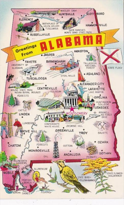 Greetings From Alabama With Map