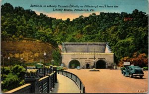 Vtg Entrance Liberty Tunnels Liberty Bridge Pittsburgh Pennsylvania PA Postcard