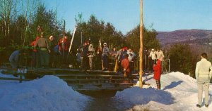 Postcard Skiers & Toboggon Riders, Eastover, Inc. Resort on Lenox, MA.        R6