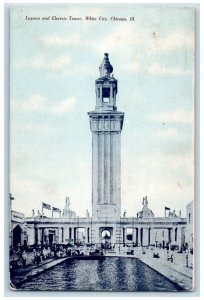 1908 Exterior Lagoon Electric Tower White City Chicago Illinois Vintage Postcard 