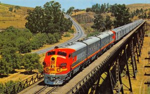 Santa Fe San Francisco Chief Railroad Train Streamliner San Joaquin CA postcard