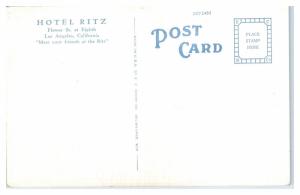 Mid-1900s Hotel Ritz, Los Angeles, CA Postcard