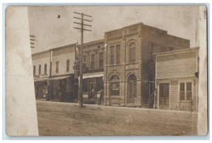 c1905 First National Bank Hotel Restaurant Main Street RPPC Photo Postcard