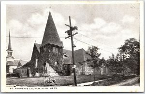Saint Andrews Church Ayer Massachusetts MA Parish Antique Postcard