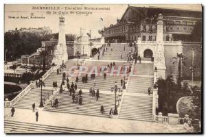 Old Postcard Marseille Staircase Monument De La Gare St Charles