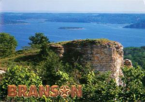 Branson Missouri Table Rock Lake Baird Mountain Rocks Cliffs  Postcard  # 7042