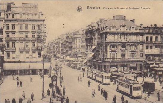 Belgium Brussels Place de la Bourse et Boulevard Anspach 1933