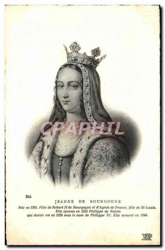 Old Postcard Jeanne De Bourgogne