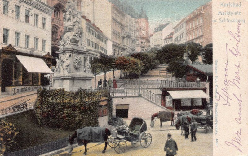 Karlsbad Marketplace, Schlossberg, Graz, Austria, 1901 Postcard, Used