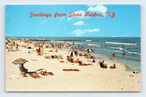 Beach View Greetings From Stone Harbor New Jersey NJ UNP Chrome Postcard O2