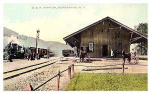 New York  Schenevus , D & H Railroad Station with Train